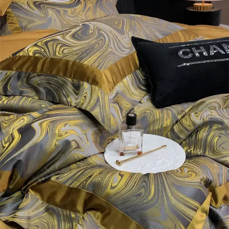 Gold Silver Satin Bedding