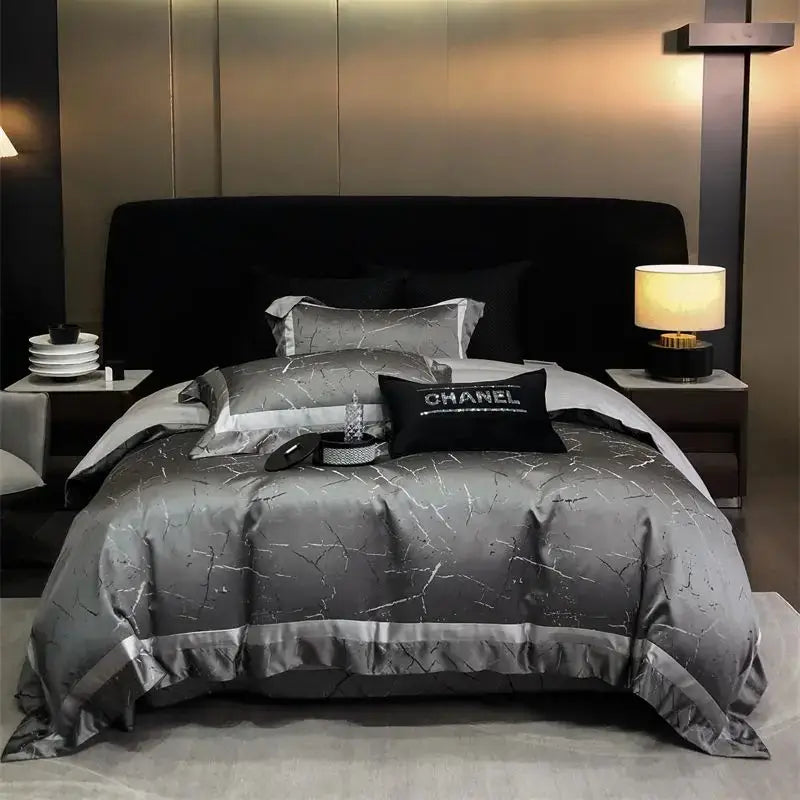 Gold Silver Satin Bedding