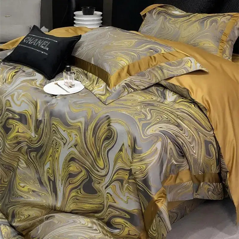 Gold Silver Satin Bedding