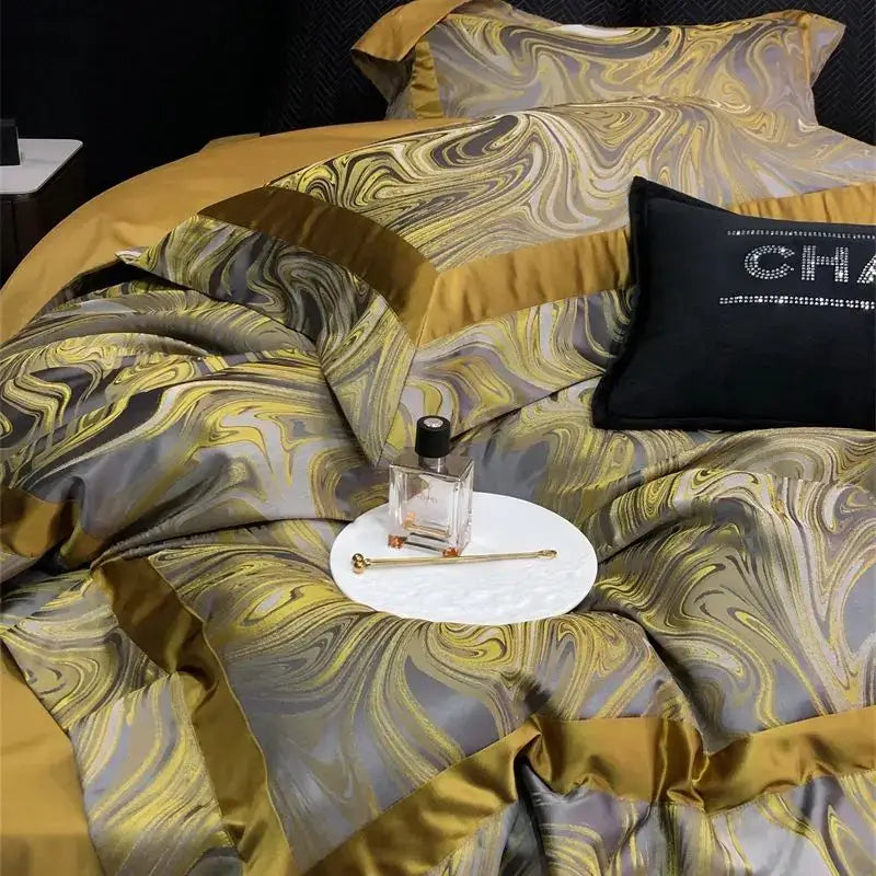 Gold Silver Satin Bedding