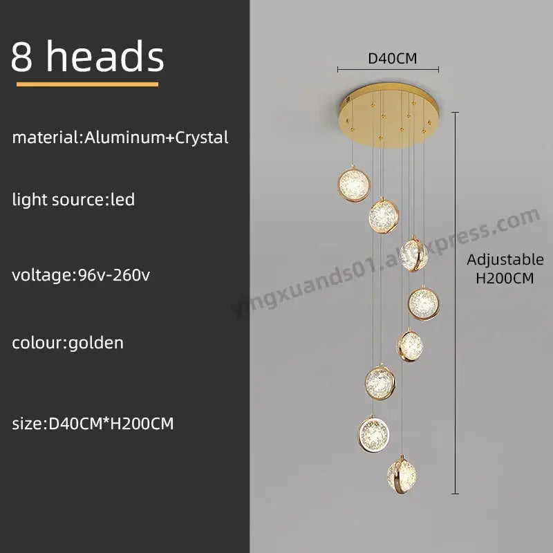 Crystal Ball LED Stair Chandelier