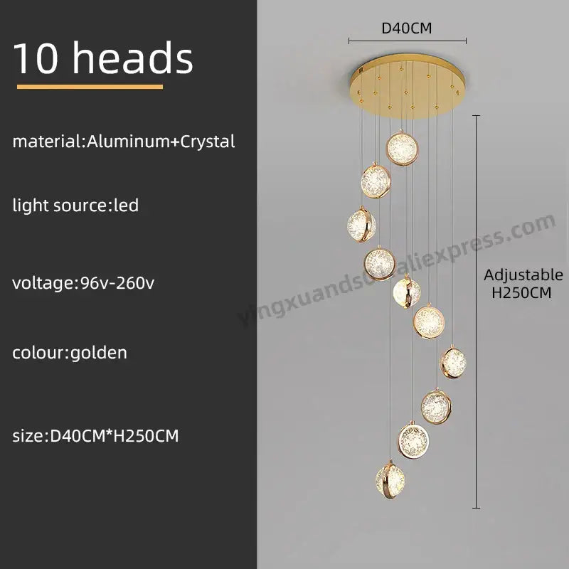 Crystal Ball LED Stair Chandelier