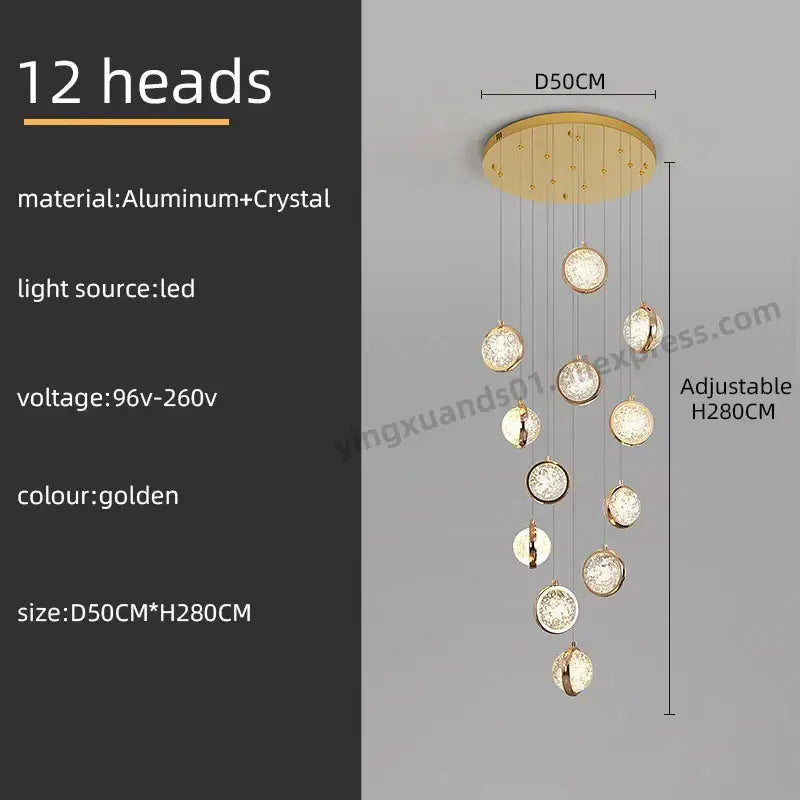 Crystal Ball LED Stair Chandelier