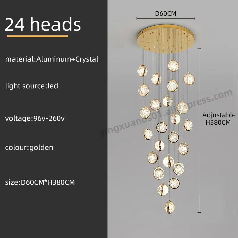 Crystal Ball LED Stair Chandelier