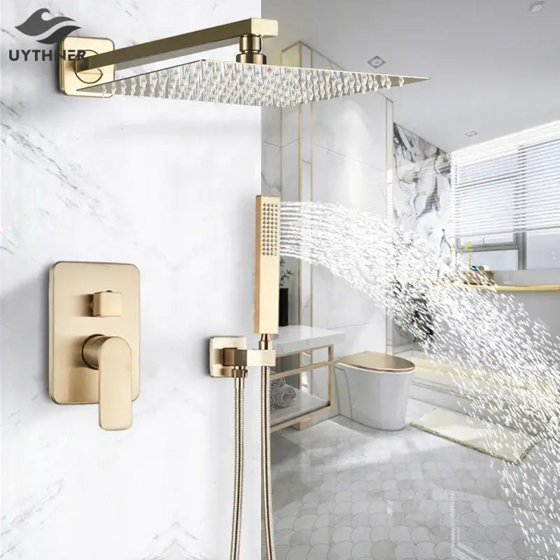 Golden Hammered Shower Faucet