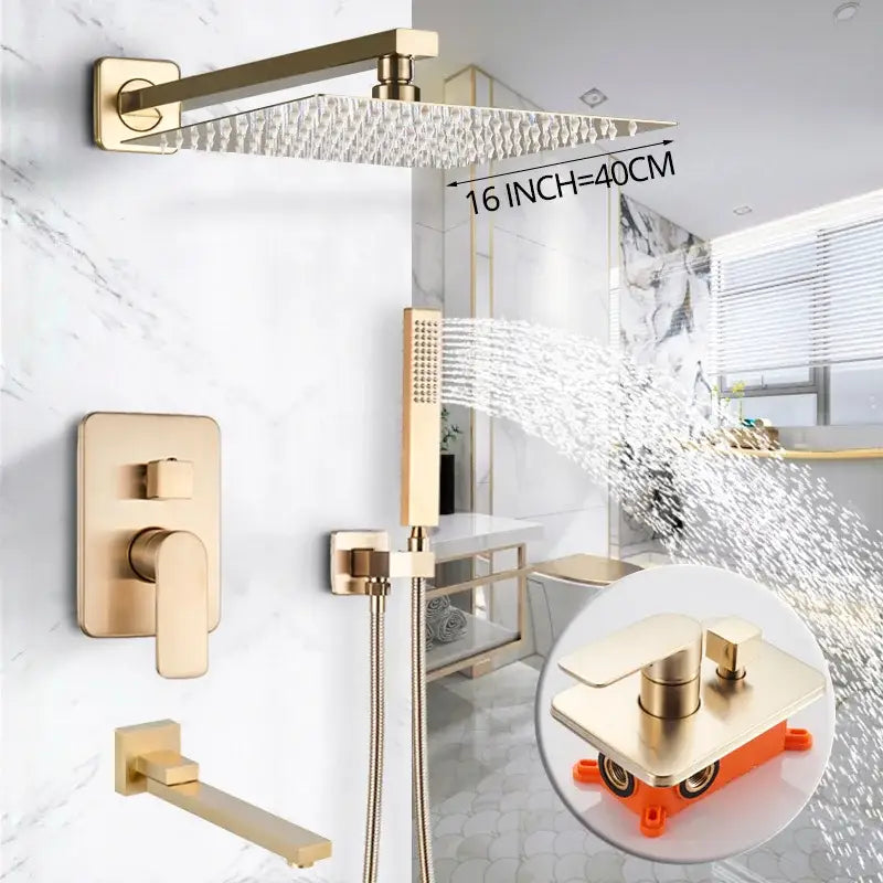 Golden Hammered Shower Faucet