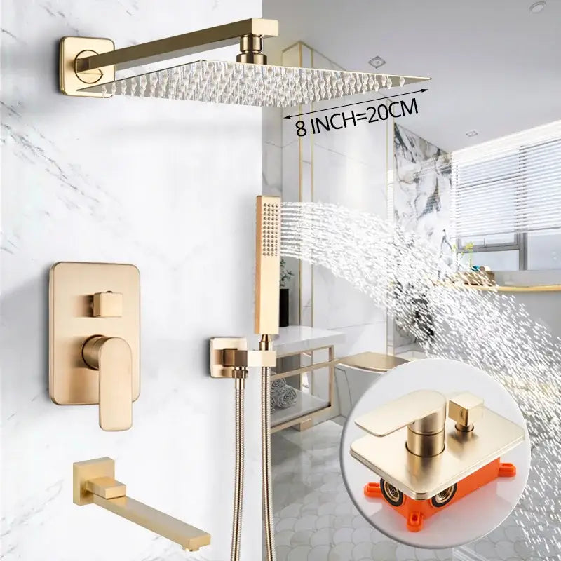 Golden Hammered Shower Faucet