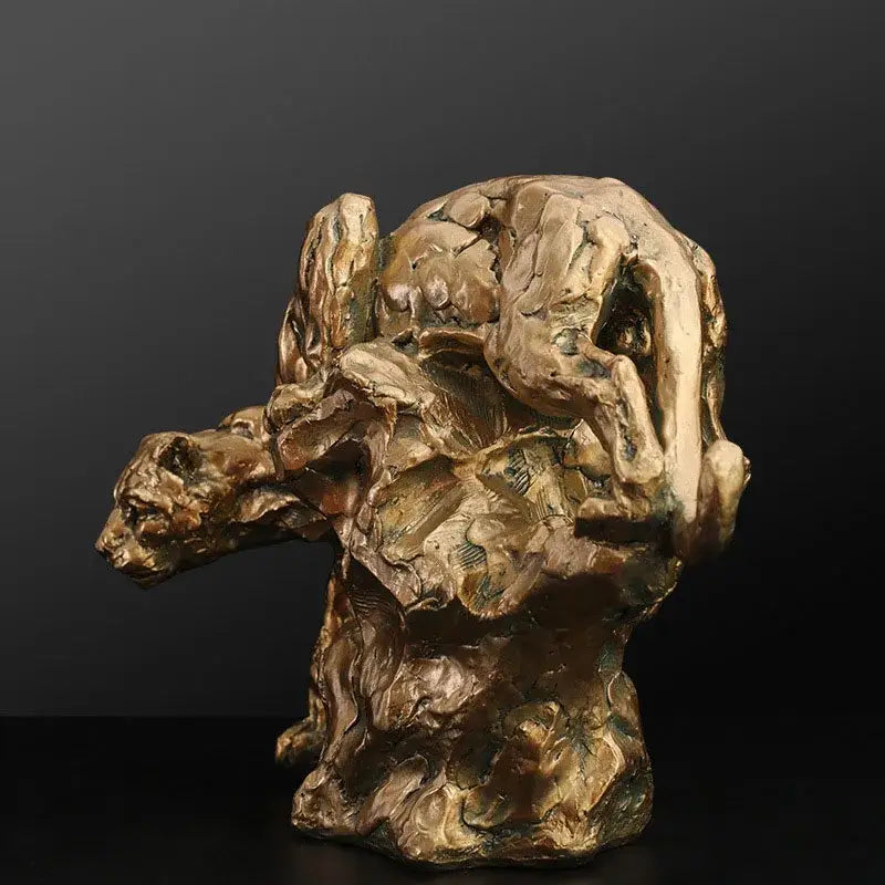 Golden Leopard Resin Figurine with Scrub Finish