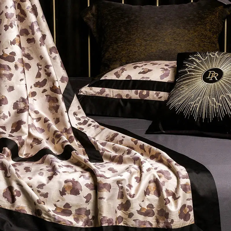 Cream Leopard Satin Bedding
