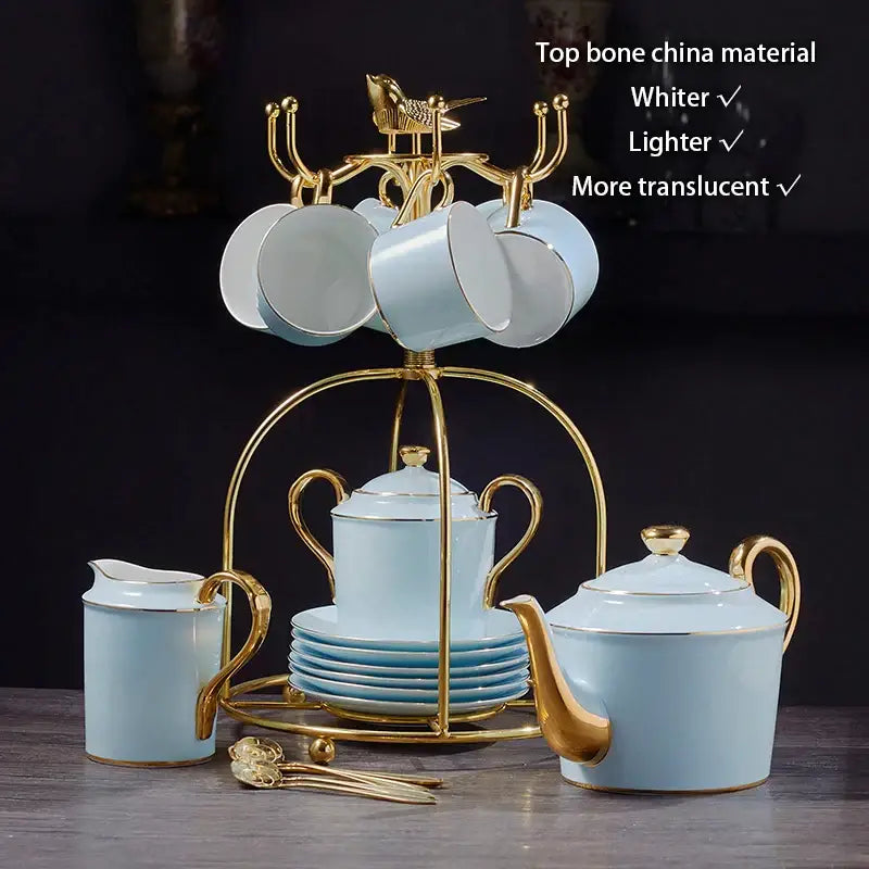 Blue Bone China Coffee Set