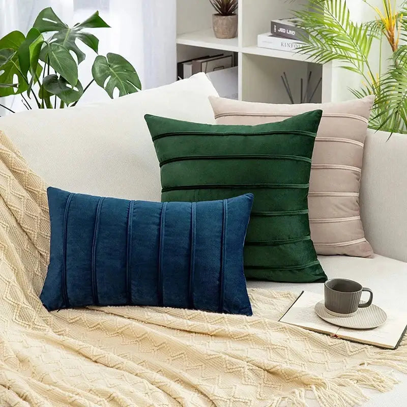 Blue Velvet Stripe Pillows