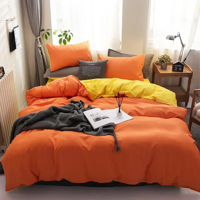 Orange Gray Duvet Set
