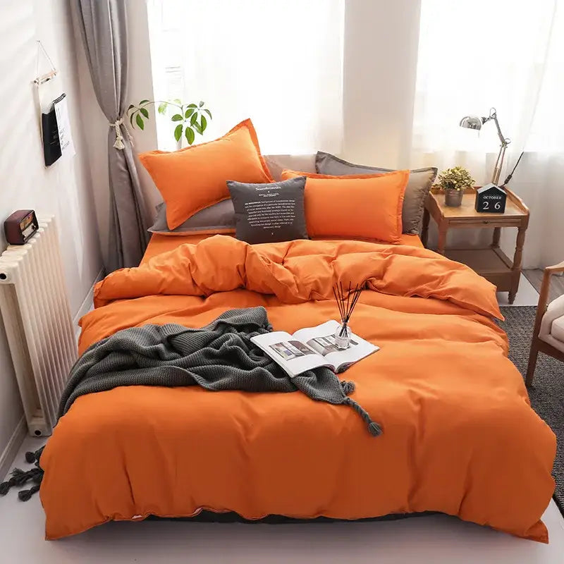 Orange Gray Duvet Set