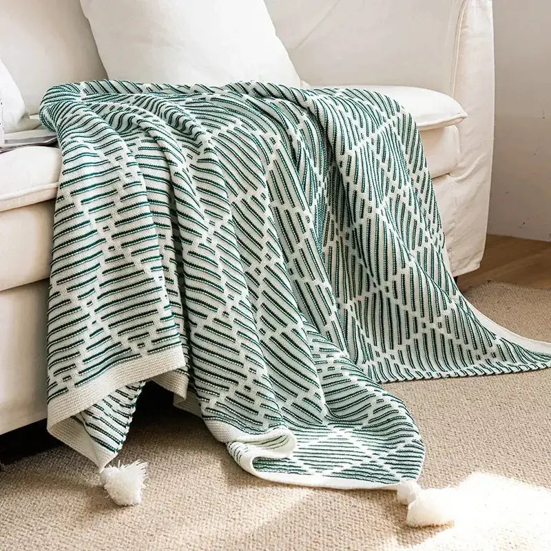 Plaid Knit Sofa Throw