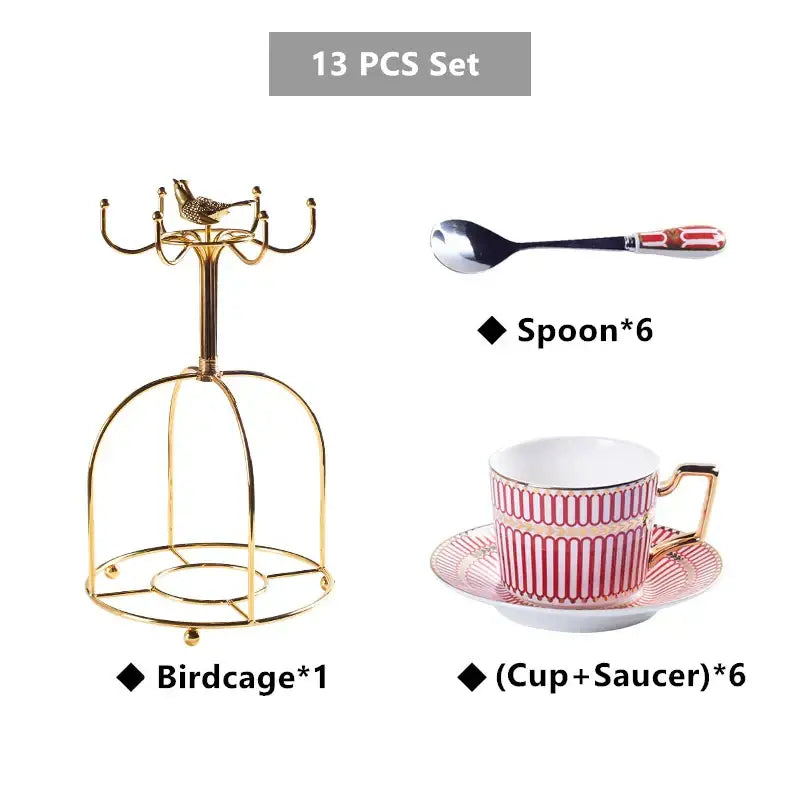 Red Gold Porcelain Coffee Set