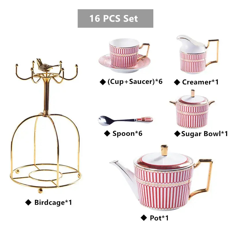 Red Gold Porcelain Coffee Set