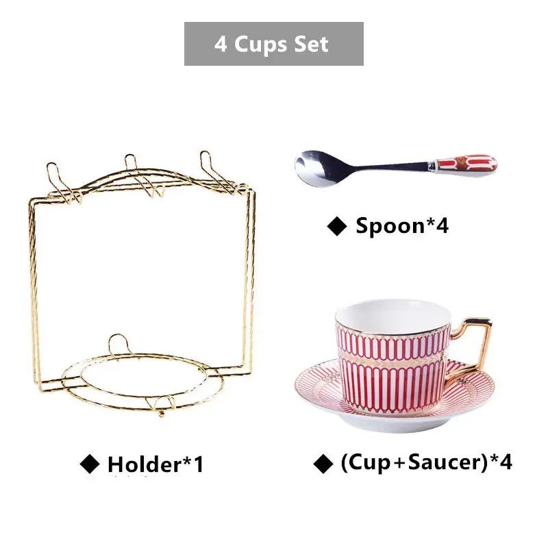 Red Gold Porcelain Coffee Set