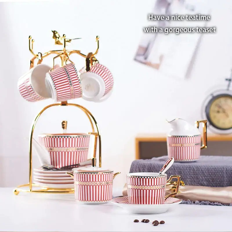 Red Gold Porcelain Coffee Set