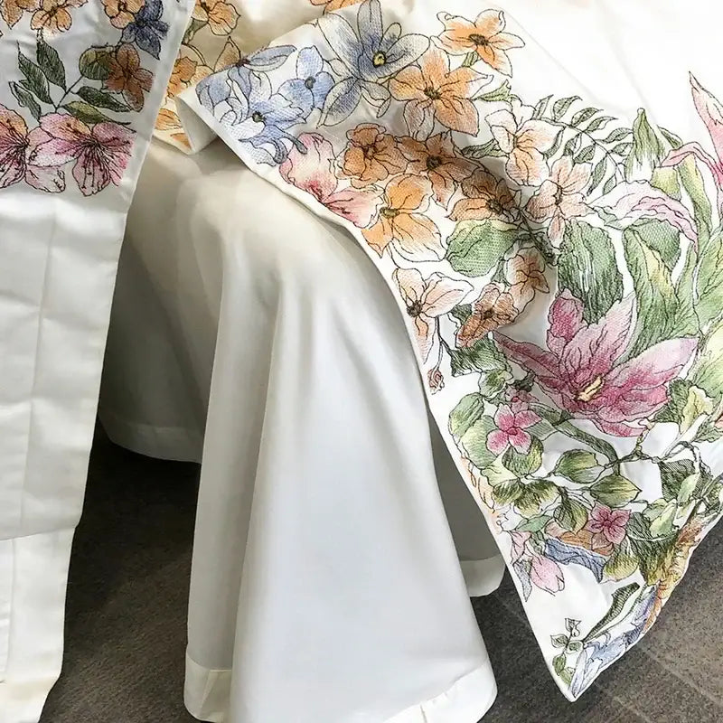 White Floral Cotton Bedding