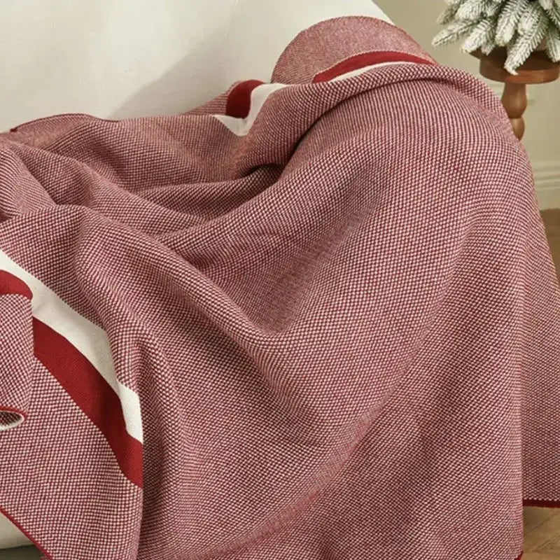 Maroon Striped Knit Throw