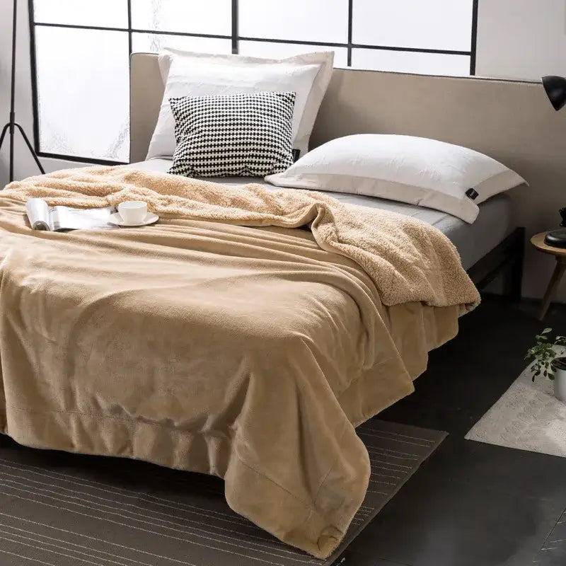 Maroon White Plush Blanket