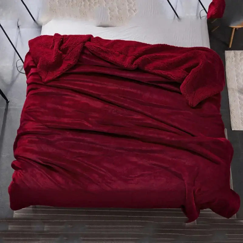 Maroon White Plush Blanket