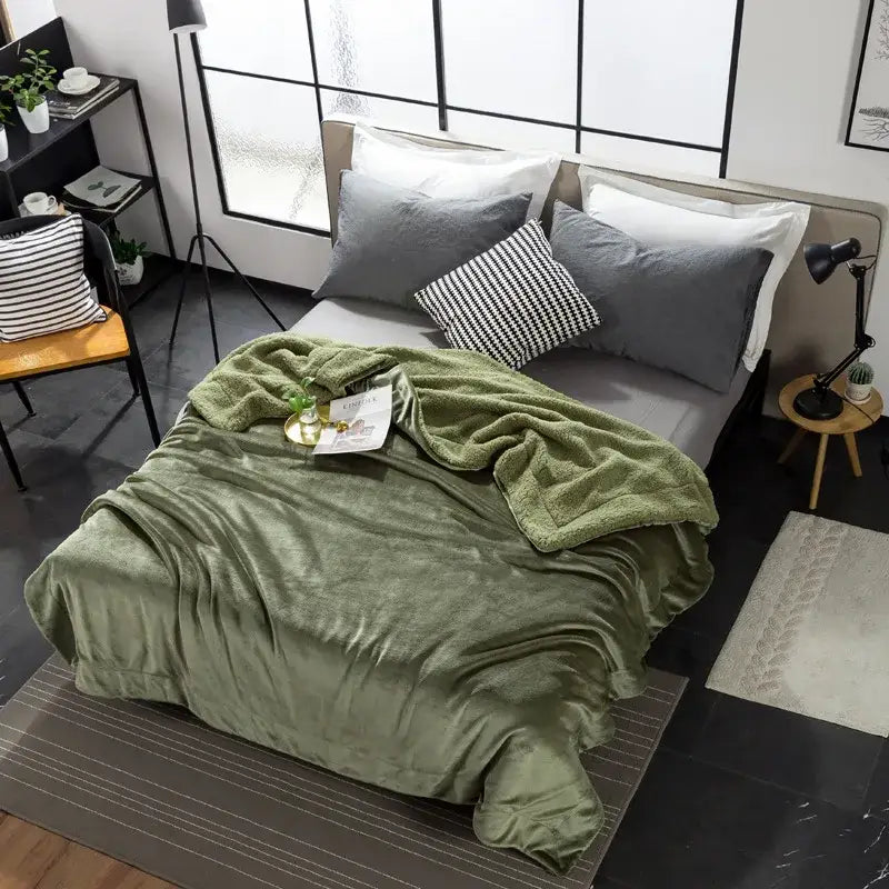 Maroon White Plush Blanket