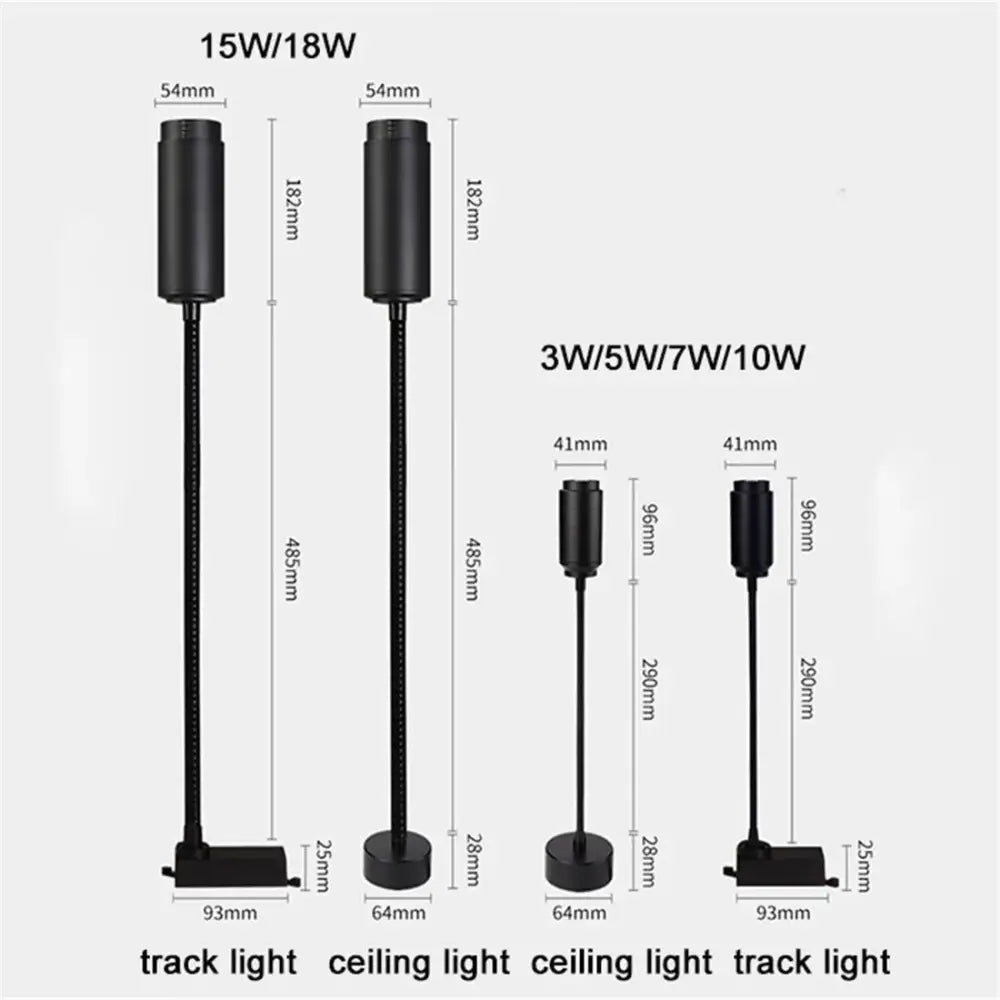 Black Adjustable Track Light 18W for Stores