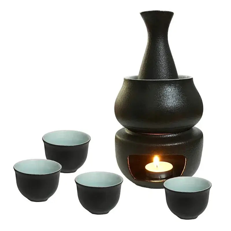 Black Blue Ceramic Sake Set