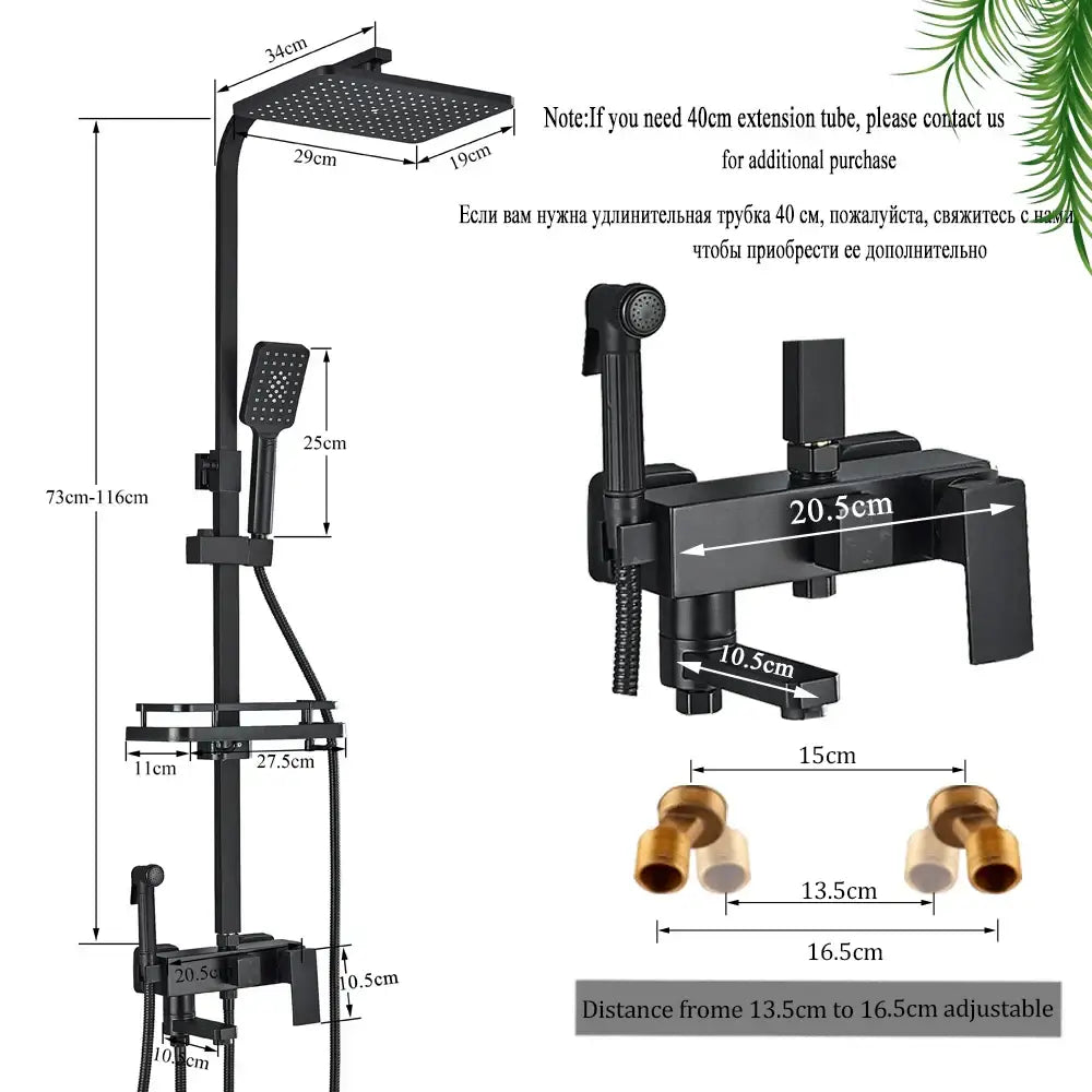 Black Brass Shower Set