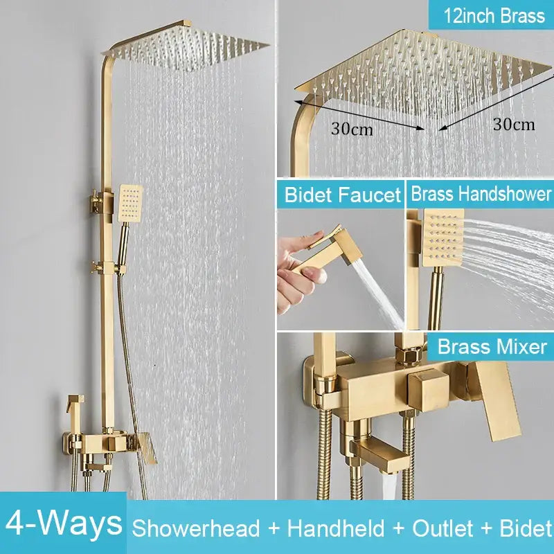 Black Brass Shower Set