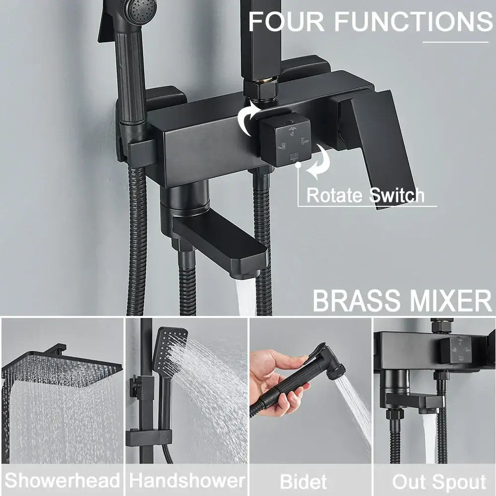 Black Brass Shower Set