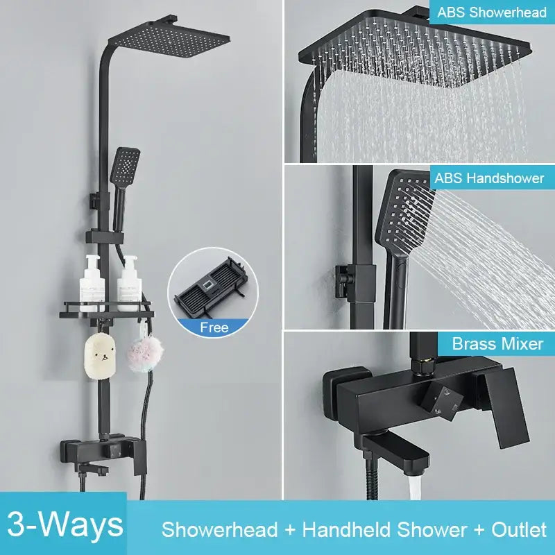Black Brass Shower Set