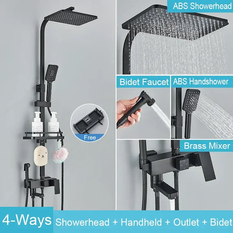 Black Brass Shower Set
