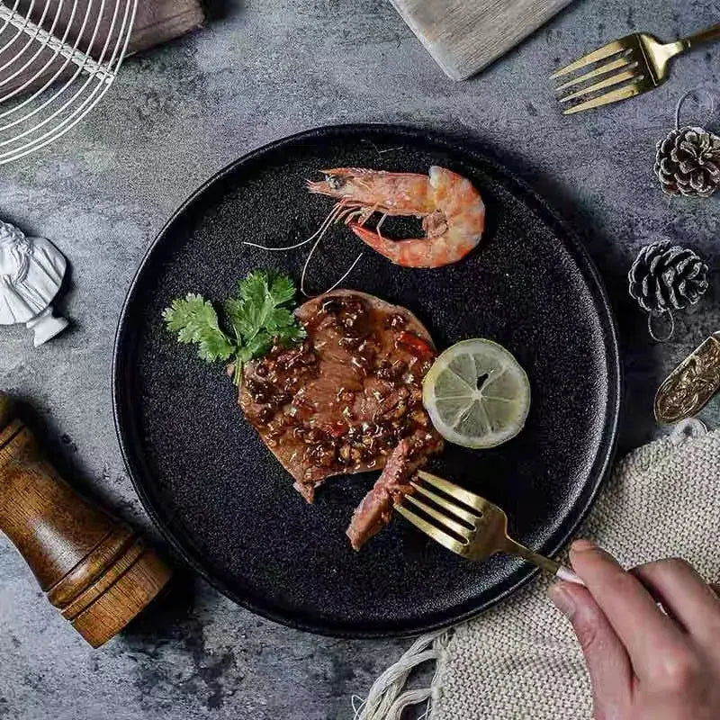 Black Ceramic Dinner Plate
