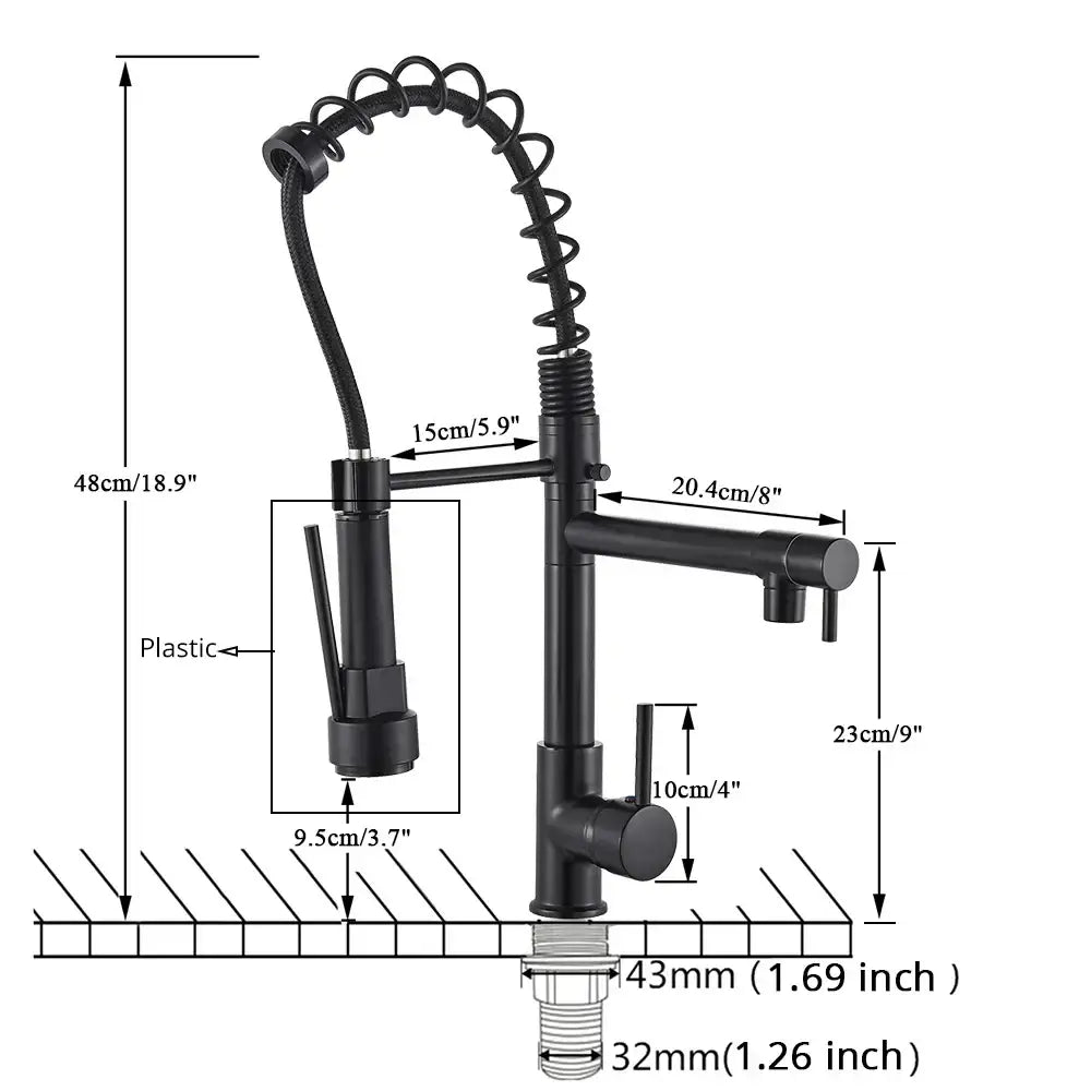 Black Brass Kitchen Faucet with Swivel Spout