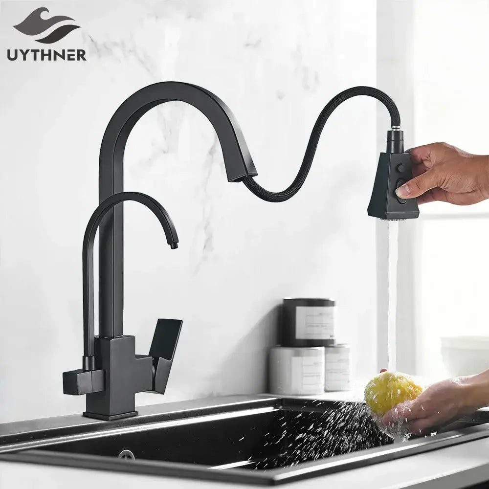 Matte Black Pull-Down Spray Kitchen Faucet