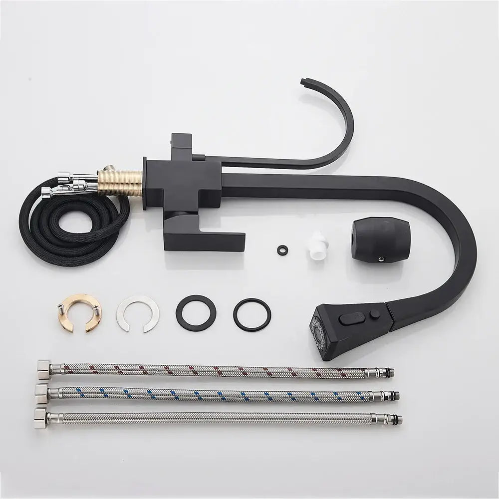 Matte Black Pull-Down Spray Kitchen Faucet