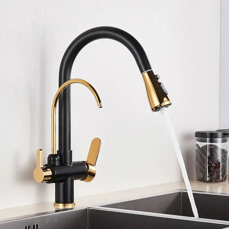 Matte Black Pull-Down Spray Kitchen Faucet