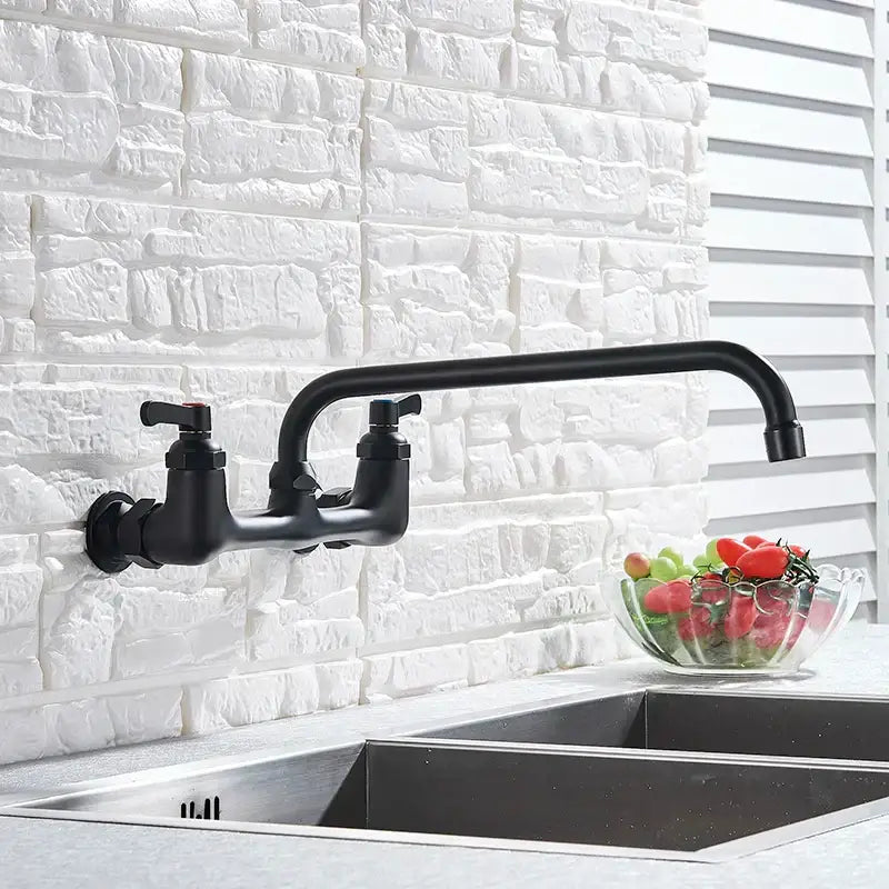 Black Matte Swivel Kitchen Faucet Dual Handle