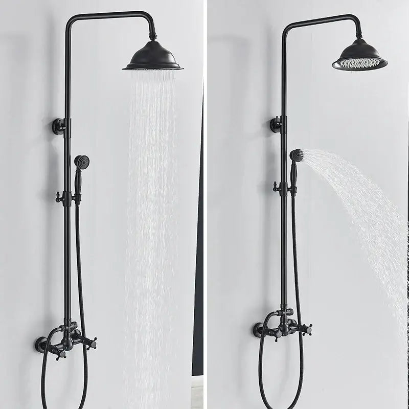 Black Rainfall Shower Dual Handle Bathroom Set