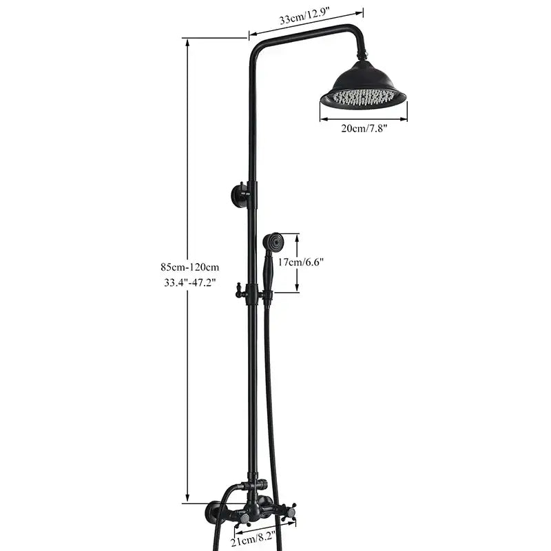 Black Rainfall Shower Dual Handle Bathroom Set