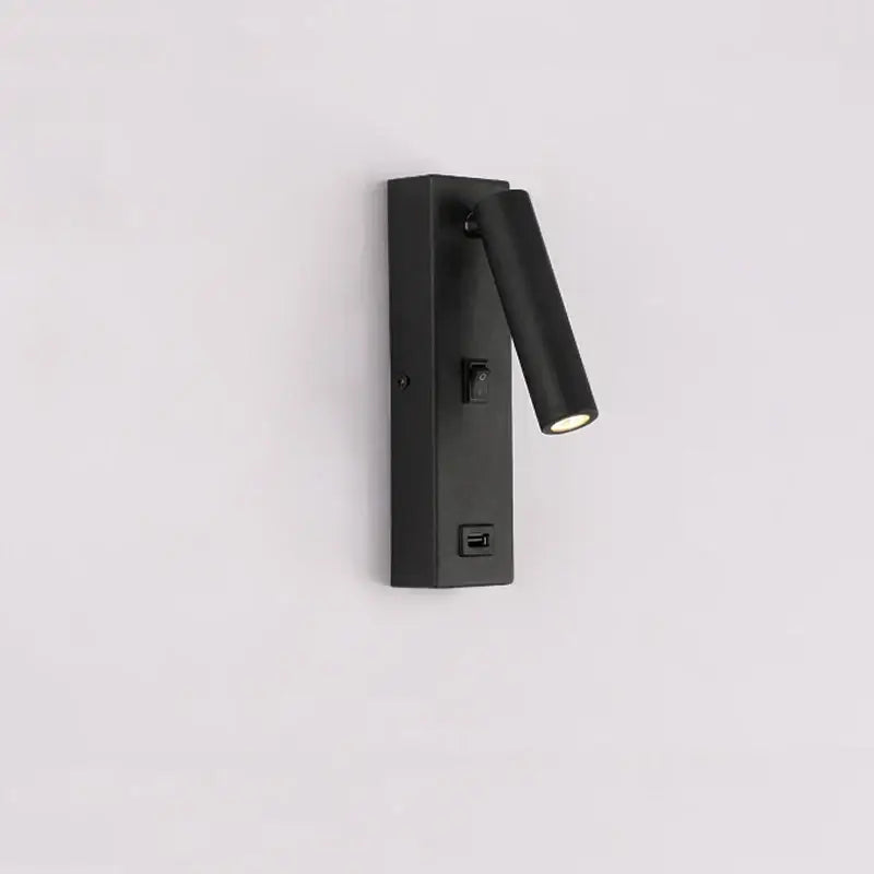 Black Matte LED Wall Sconce with USB Port