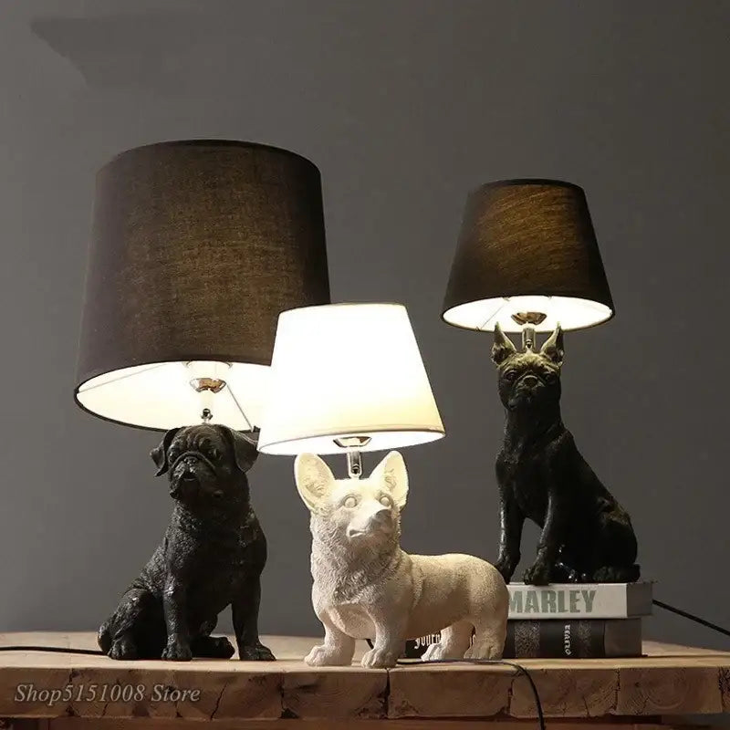 Black White Dog Table Lamp