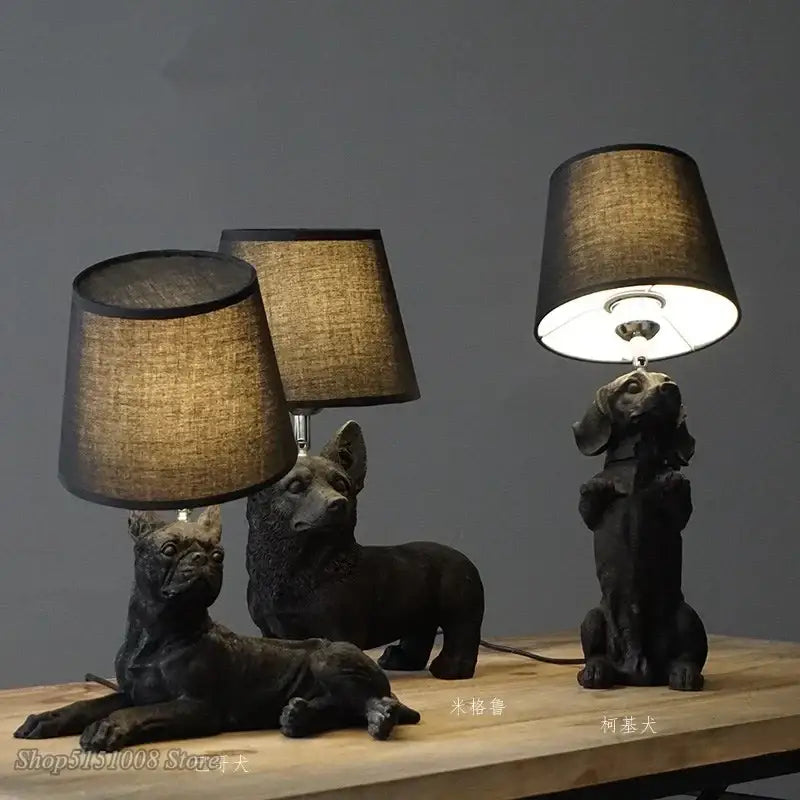 Black White Dog Table Lamp