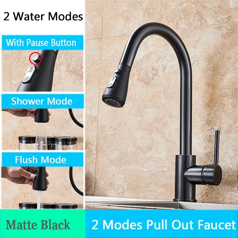 Black High Arc Kitchen Faucet