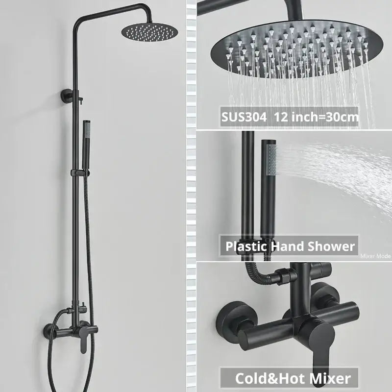 Matte Black Rainfall Shower Set