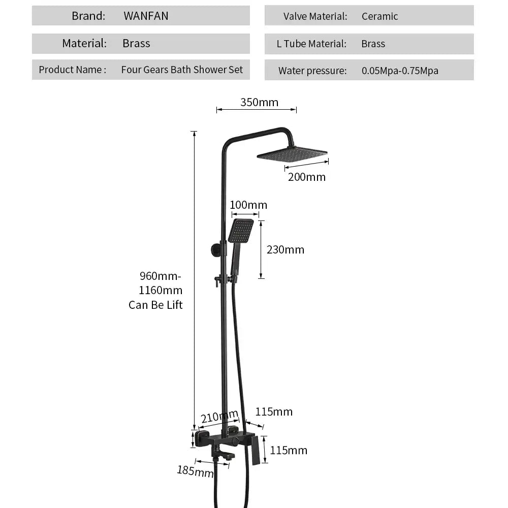 Black Square Rain Faucet