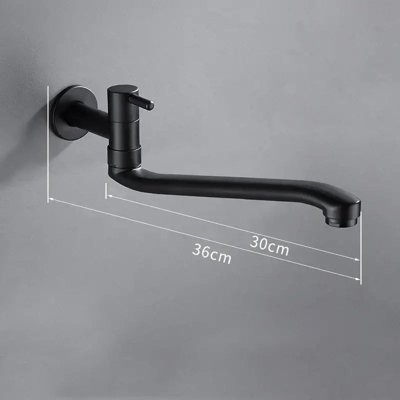 Black Swivel Kitchen Faucet 36cm 360-Degree