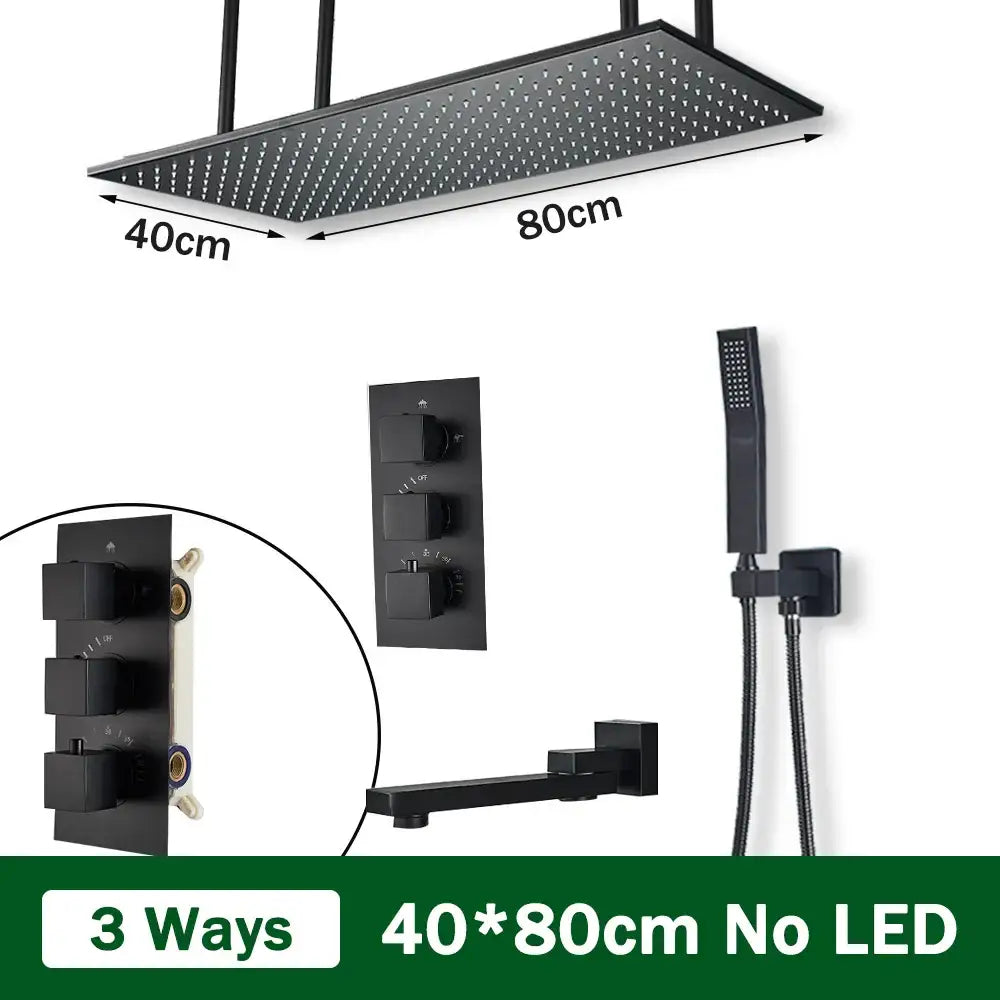 Black Thermostatic Shower Faucet